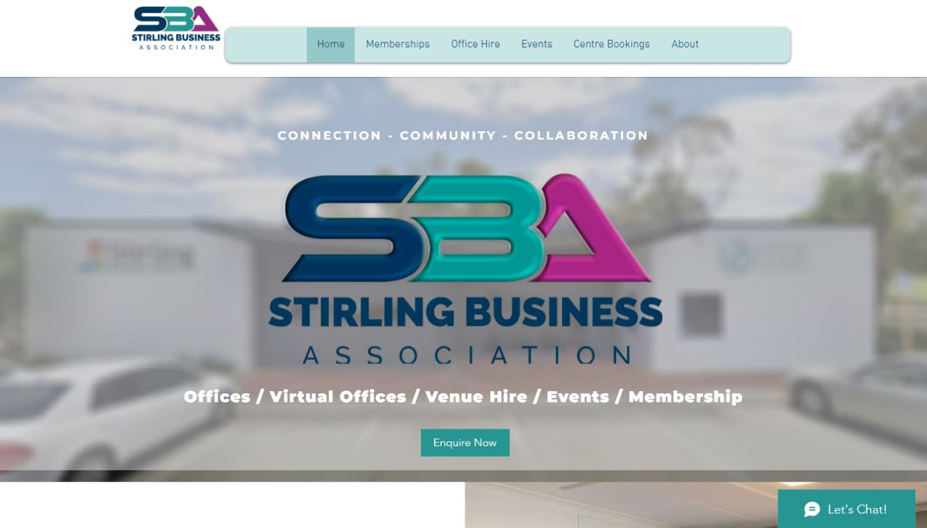 Desktop screenshot of the organisation website